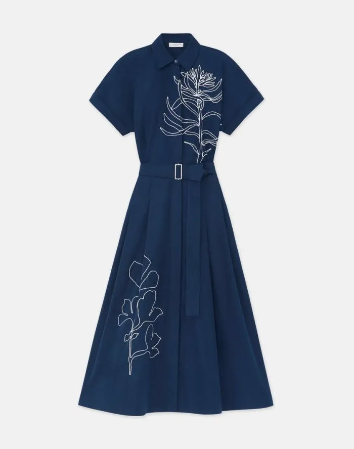 Ready To Wear Embroidered Rose Organic Cotton Poplin Shirtdress Midnight Blue Lafayette 148 New York Dresses Ready To Wear Embroidered Rose Organic Cotton Poplin Shirtdress Midnight Blue Lafayette 148 New York Dresses