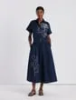Ready To Wear Embroidered Rose Organic Cotton Poplin Shirtdress Midnight Blue Lafayette 148 New York Dresses