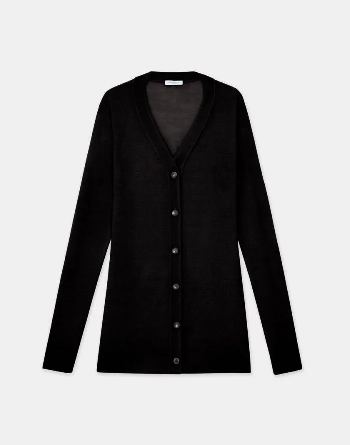 Ready To Wear Fine Gauge Cashmere VNeck Cardigan Black Lafayette 148 New York Sweaters and Knits
