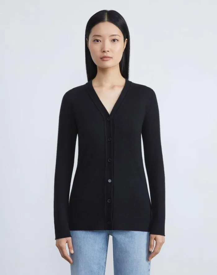 Ready To Wear Fine Gauge Cashmere VNeck Cardigan Black Lafayette 148 New York Sweaters and Knits