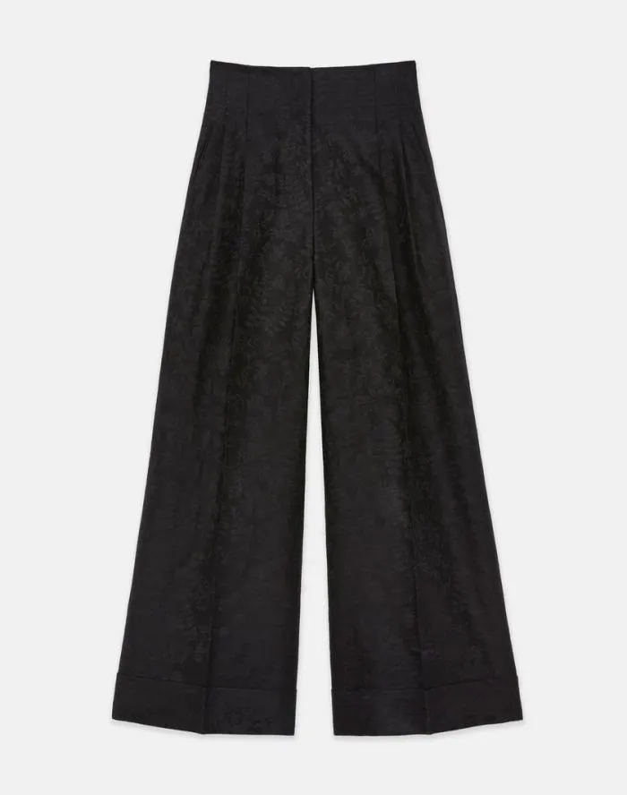 Ready To Wear Flora Bloom Jacquard WoolSilk Jagger Pant Black Lafayette 148 New York Pants and Shorts