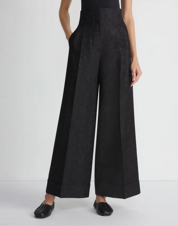 Ready To Wear Flora Bloom Jacquard WoolSilk Jagger Pant Black Lafayette 148 New York Pants and Shorts