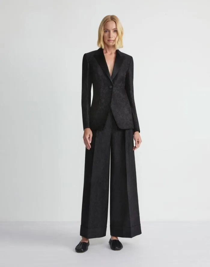 Ready To Wear Flora Bloom Jacquard WoolSilk Jagger Pant Black Lafayette 148 New York Pants and Shorts