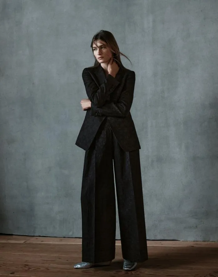 Ready To Wear Flora Bloom Jacquard WoolSilk Jagger Pant Black Lafayette 148 New York Pants and Shorts