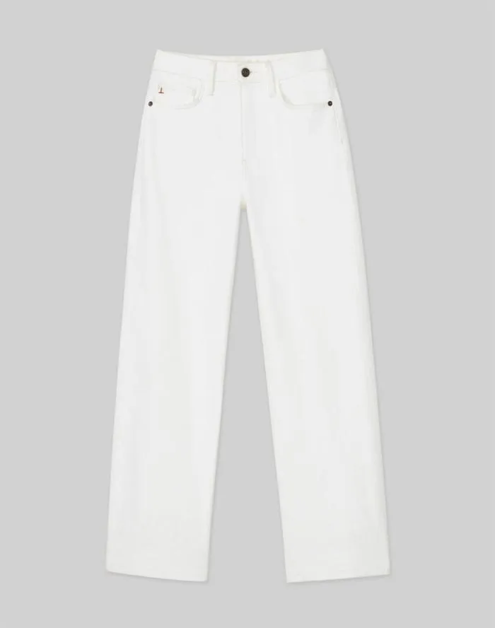 Ready To Wear L148 Denim Wyckoff WideLeg Cropped Jean Washed Plaster Lafayette 148 New York Pants and Shorts