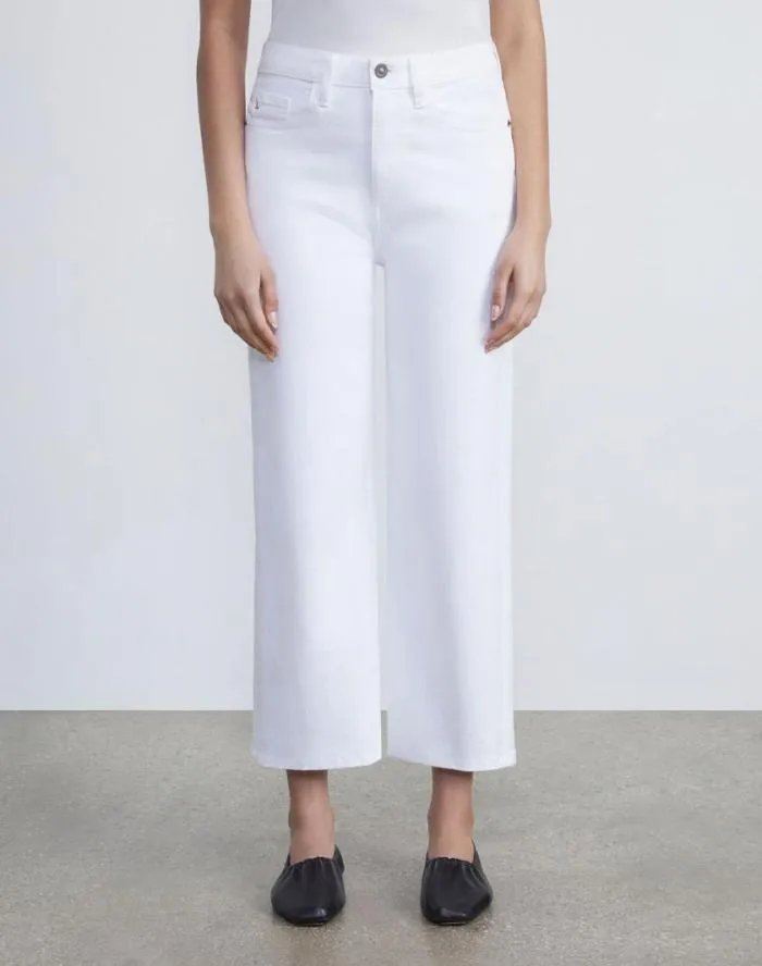 Ready To Wear L148 Denim Wyckoff WideLeg Cropped Jean Washed Plaster Lafayette 148 New York Pants and Shorts