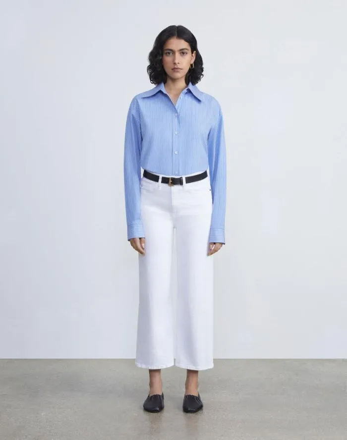 Ready To Wear L148 Denim Wyckoff WideLeg Cropped Jean Washed Plaster Lafayette 148 New York Pants and Shorts