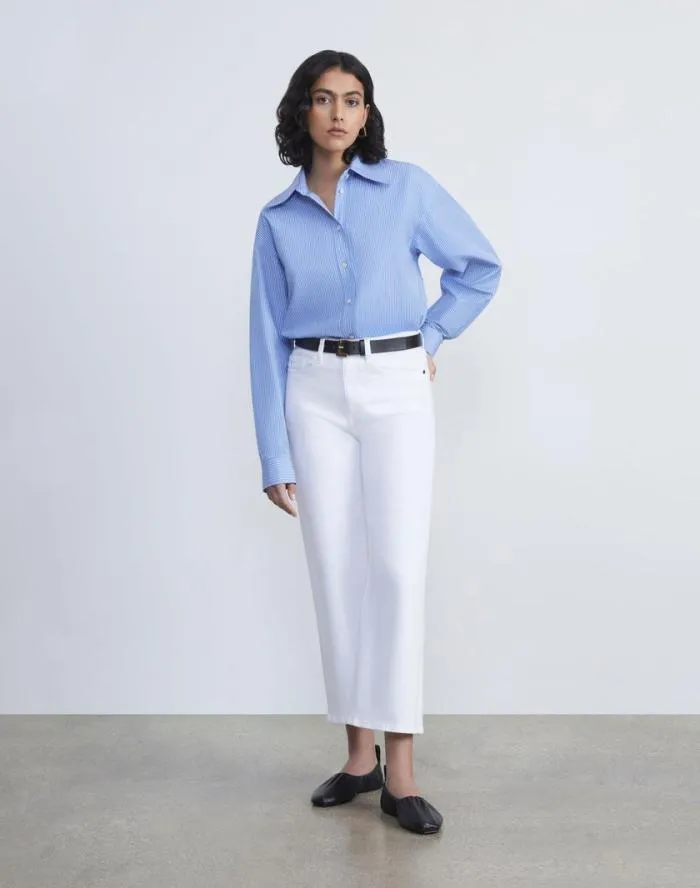 Ready To Wear L148 Denim Wyckoff WideLeg Cropped Jean Washed Plaster Lafayette 148 New York Pants and Shorts