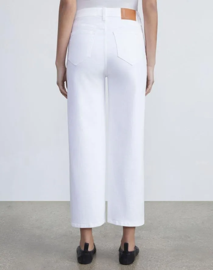 Ready To Wear L148 Denim Wyckoff WideLeg Cropped Jean Washed Plaster Lafayette 148 New York Pants and Shorts