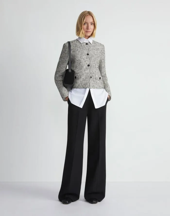 Ready To Wear LinenCotton Boucl Tweed Collarless Buttoned Jacket Black Multi Lafayette 148 New York Jackets and Blazers