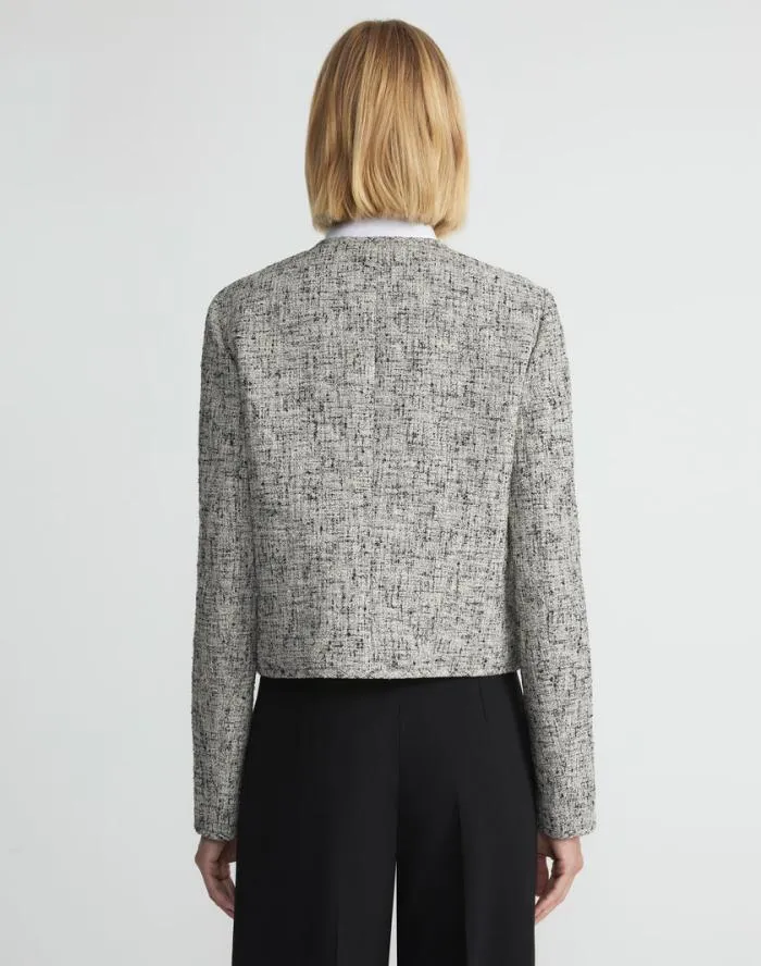 Ready To Wear LinenCotton Boucl Tweed Collarless Buttoned Jacket Black Multi Lafayette 148 New York Jackets and Blazers