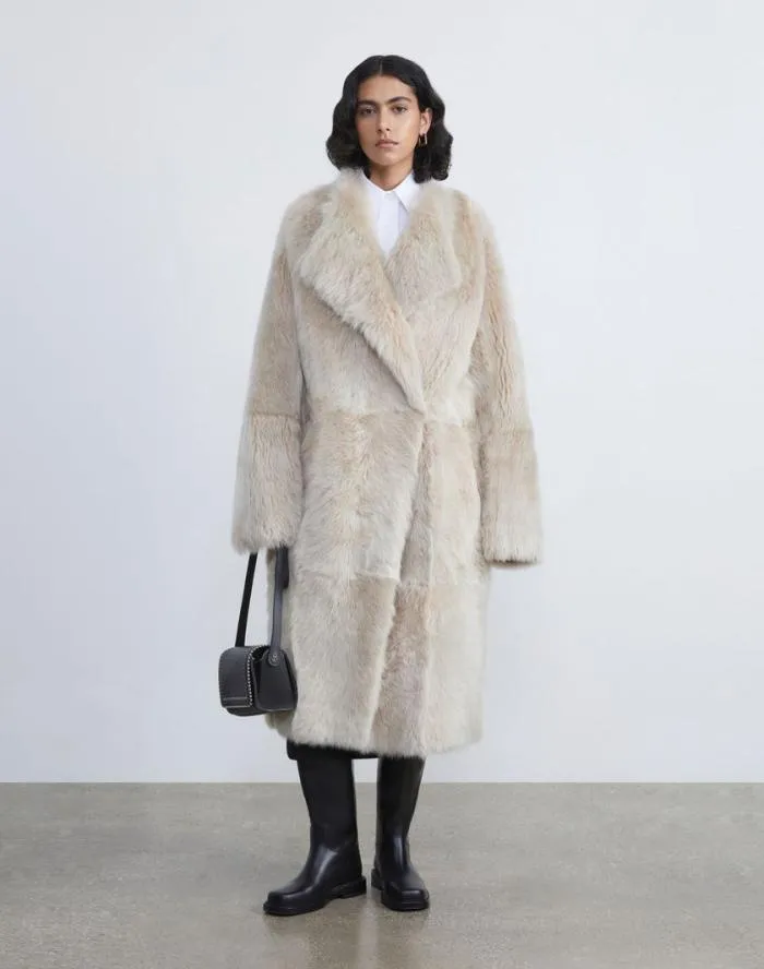 Ready To Wear Long Hair Shearling Reversible Oversized Coat Dune Lafayette 148 New York Leathers and Suedes