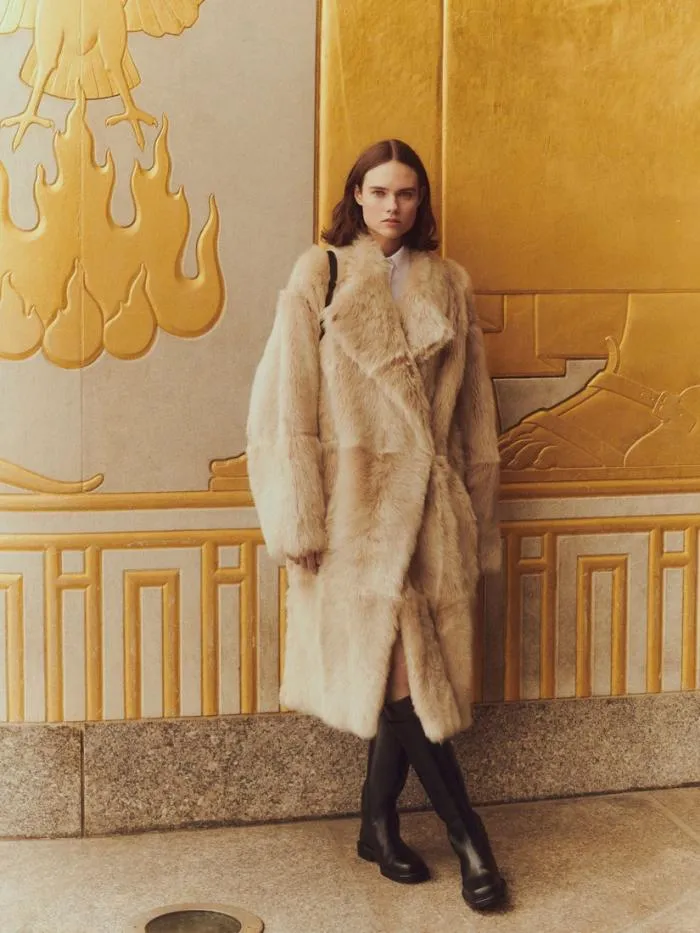 Ready To Wear Long Hair Shearling Reversible Oversized Coat Dune Lafayette 148 New York Leathers and Suedes
