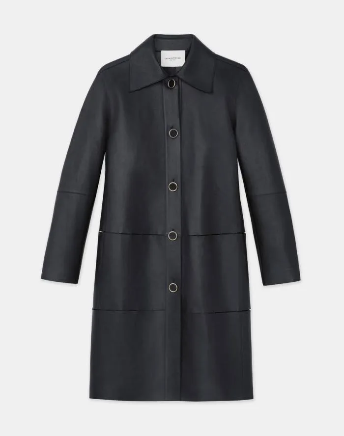 Ready To Wear Nappa Leather Double Face Oversized Coat Black Lafayette 148 New York Leathers and Suedes