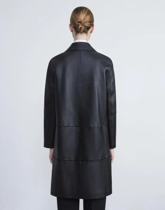 Ready To Wear Nappa Leather Double Face Oversized Coat Black Lafayette 148 New York Leathers and Suedes