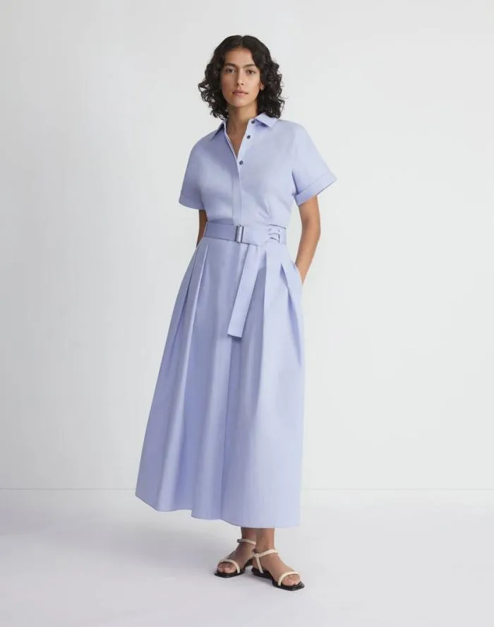 Ready To Wear Organic Cotton Poplin Shirtdress Wild Bluet Lafayette 148 New York Dresses
