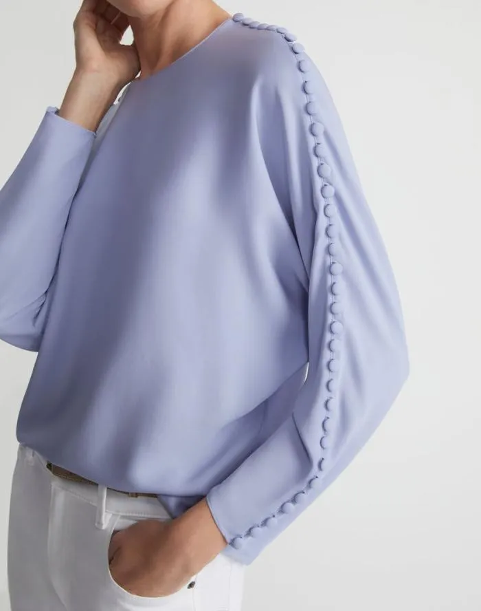 Ready To Wear Organic Silk Georgette Button Sleeve Blouse Black Lafayette 148 New York Blouses and Shirts