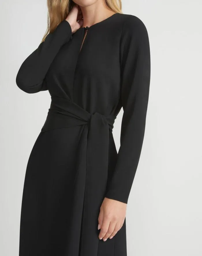 Ready To Wear Responsible Finesse Crepe Keyhole Wrap Sash Dress Black Lafayette 148 New York Dresses