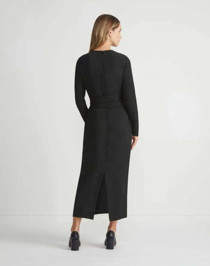 Ready To Wear Responsible Finesse Crepe Keyhole Wrap Sash Dress Black Lafayette 148 New York Dresses