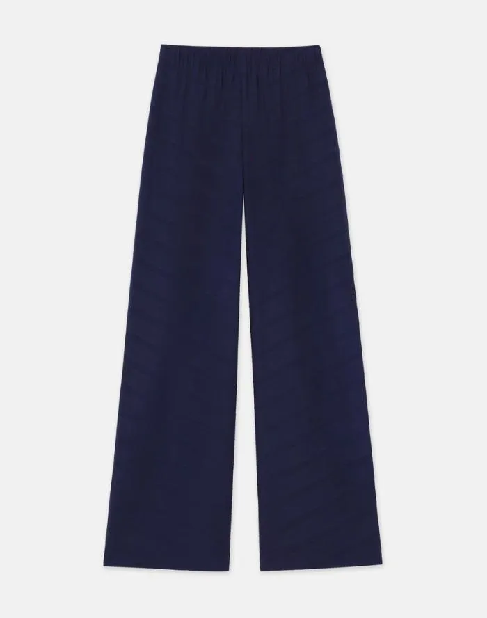 Ready To Wear Sateen Diagonal Pleat Riverside Pant Midnight Blue Lafayette 148 New York Pants and Shorts