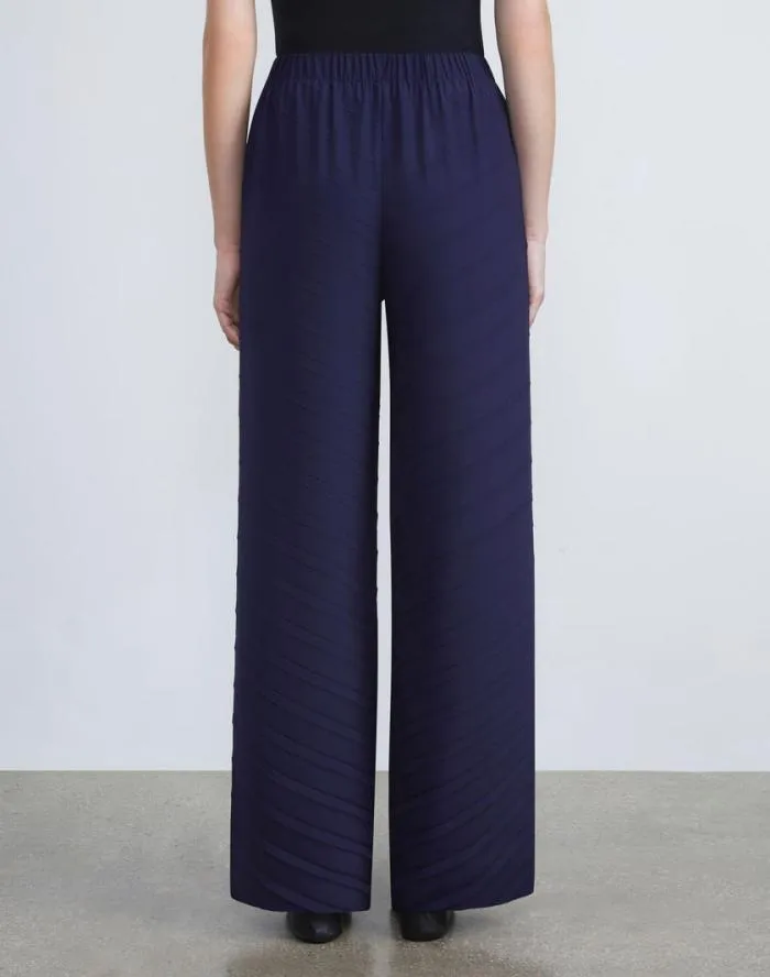 Ready To Wear Sateen Diagonal Pleat Riverside Pant Midnight Blue Lafayette 148 New York Pants and Shorts