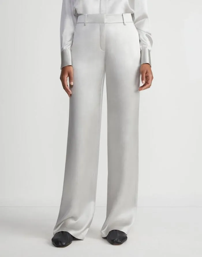 Ready To Wear Satin Sullivan Pant Pale Grey Lafayette 148 New York Pants and Shorts