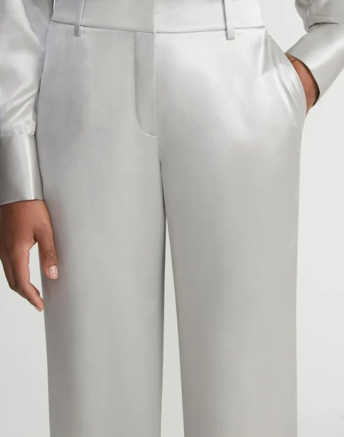 Ready To Wear Satin Sullivan Pant Pale Grey Lafayette 148 New York Pants and Shorts