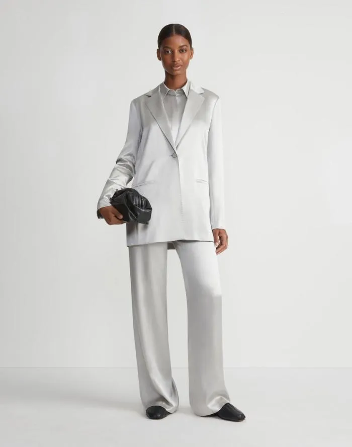 Ready To Wear Satin Sullivan Pant Pale Grey Lafayette 148 New York Pants and Shorts