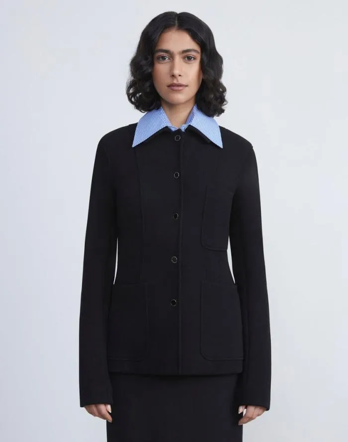 Ready To Wear Structured Wool Jersey Jacket Black Lafayette 148 New York Jackets and Blazers