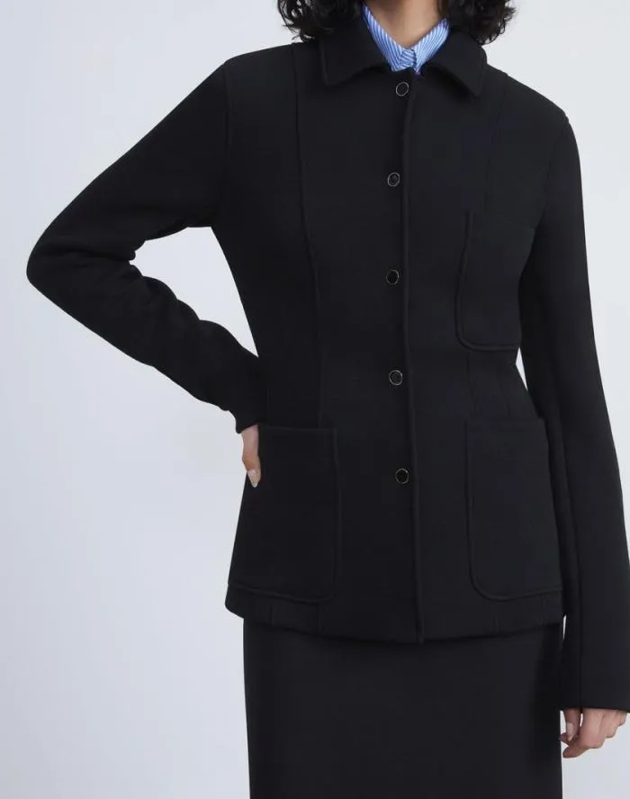 Ready To Wear Structured Wool Jersey Jacket Black Lafayette 148 New York Jackets and Blazers