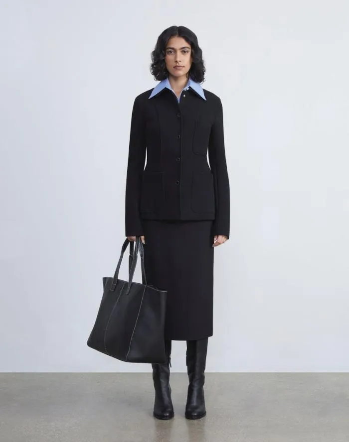 Ready To Wear Structured Wool Jersey Jacket Black Lafayette 148 New York Jackets and Blazers