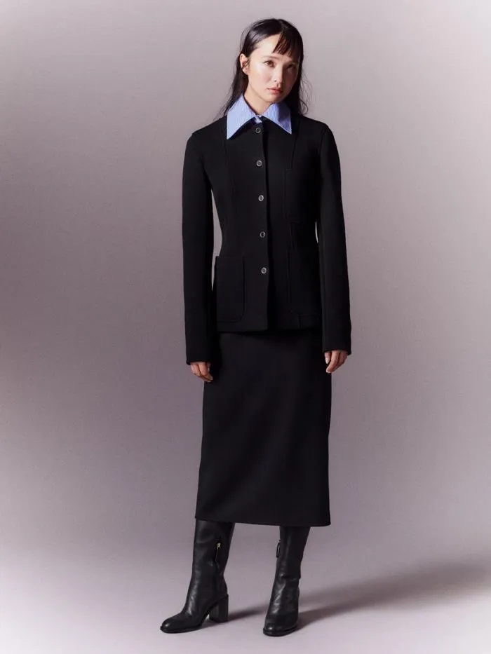Ready To Wear Structured Wool Jersey Jacket Black Lafayette 148 New York Jackets and Blazers
