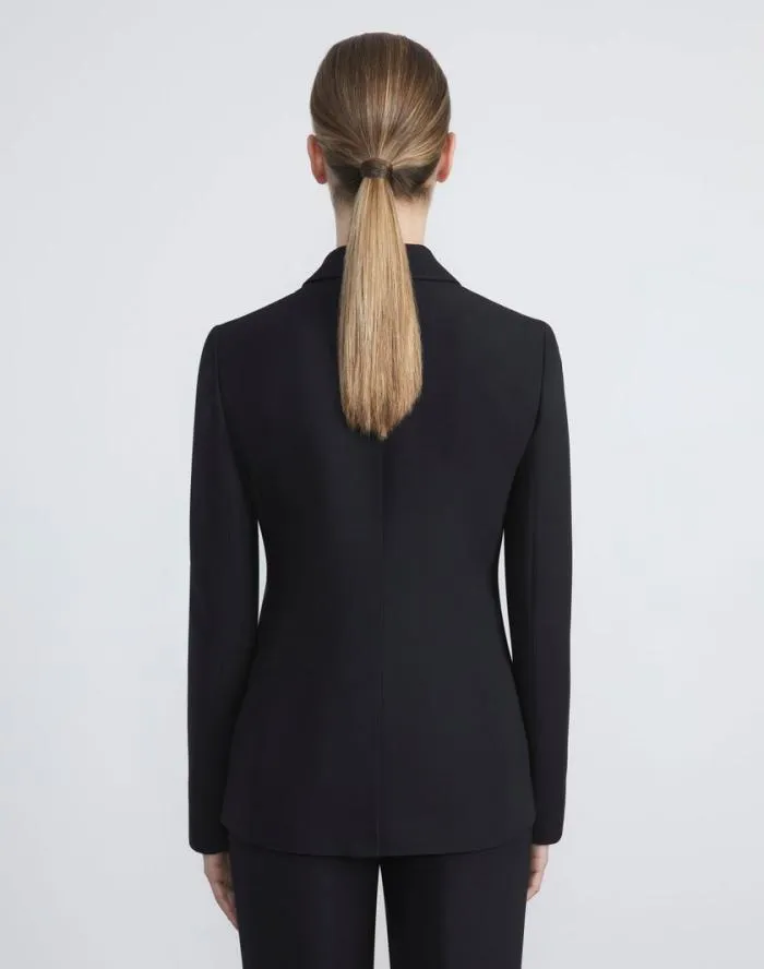 Ready To Wear WoolSilk Crepe Peak Lapel Blazer Black Lafayette 148 New York Jackets and Blazers