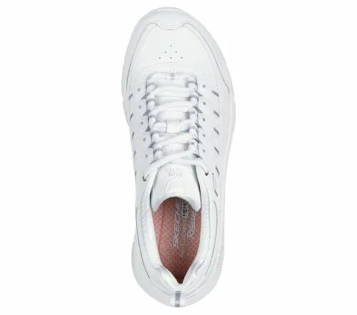 Relaxed Fit D039Lux Walker 20 8211 Golden Step White Silver Women SKECHERS Lace Up