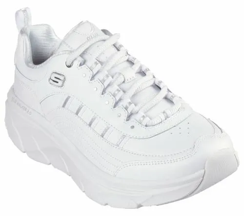 Relaxed Fit D039Lux Walker 20 8211 Golden Step White Silver Women SKECHERS Lace Up