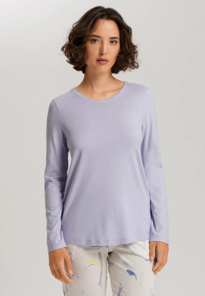 Relaxed Round Neck Top Purple Heather Women HANRO Pajama Tops