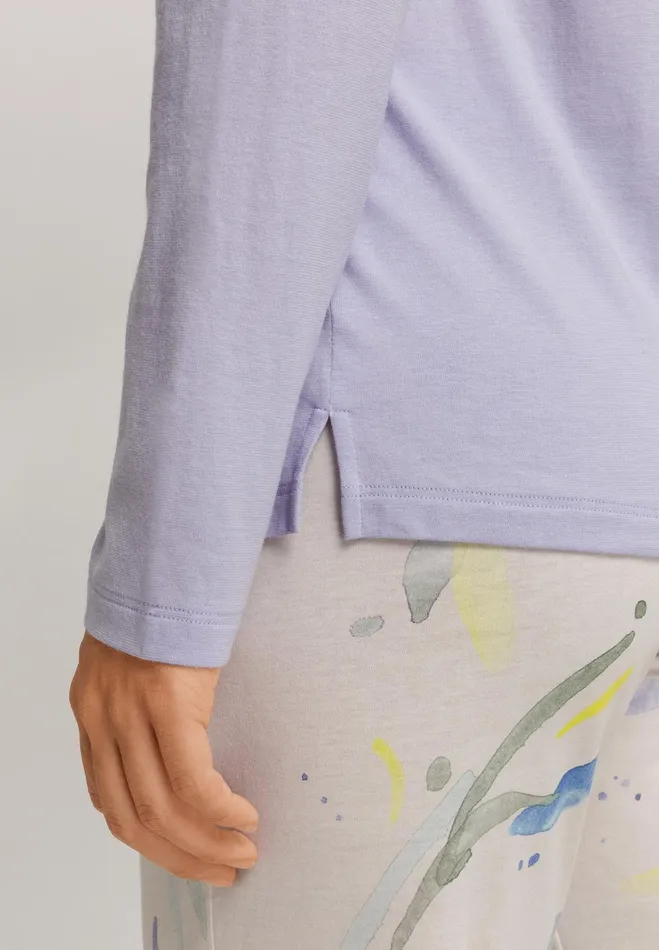 Relaxed Round Neck Top Purple Heather Women HANRO Pajama Tops