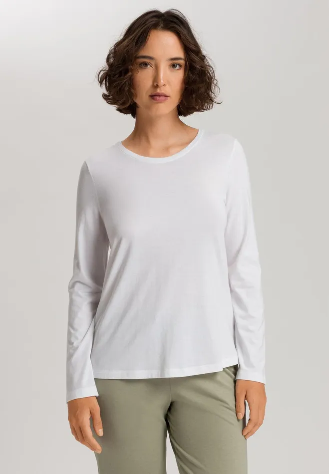 Relaxed Round Neck Top White Women HANRO Pajama Tops