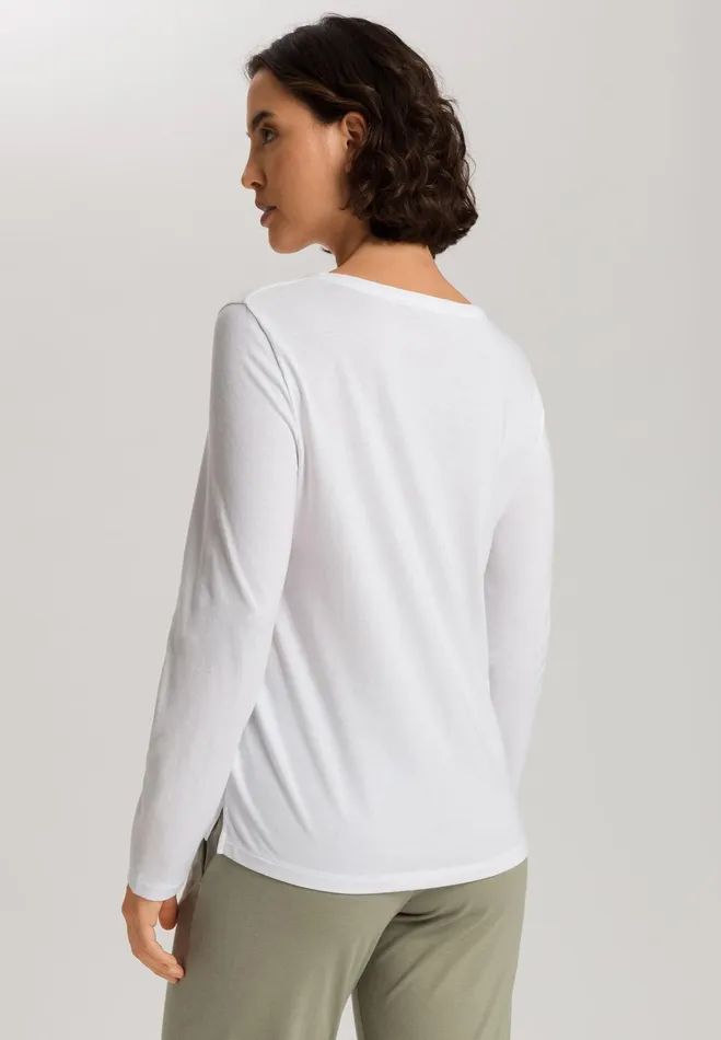 Relaxed Round Neck Top White Women HANRO Pajama Tops