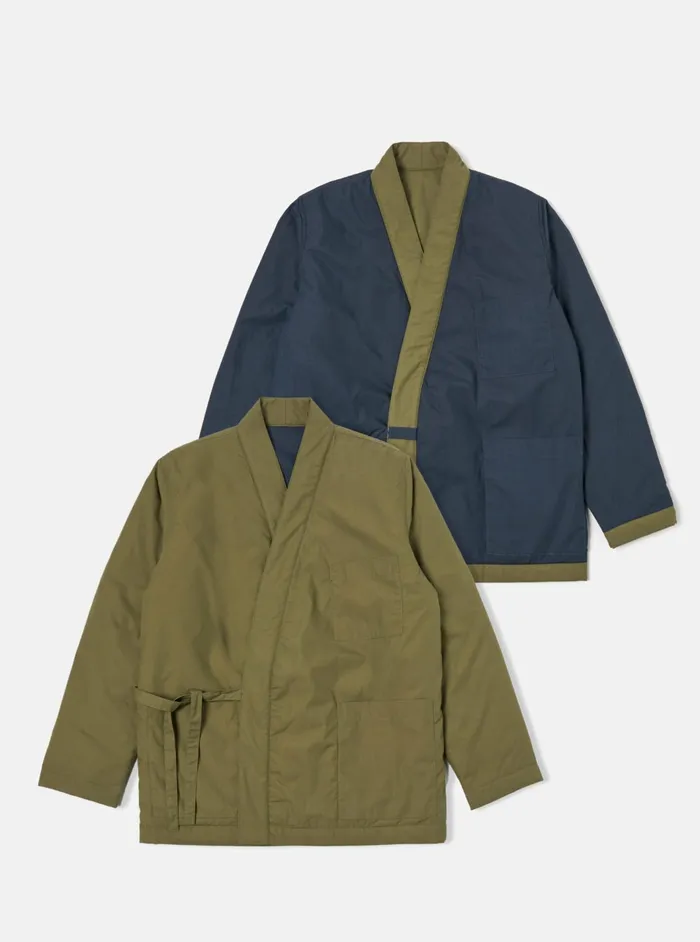 Reversible Kyoto Work Jacket In OliveNavy Recycled Po Men Universal Works Coats and Outerwear