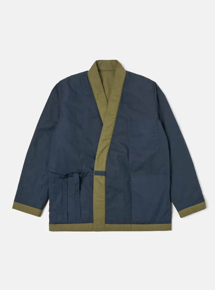 Reversible Kyoto Work Jacket In OliveNavy Recycled Po Men Universal Works Coats and Outerwear