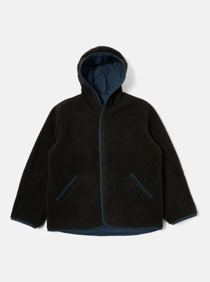 Reversible Simple Hooded Jacket In NavyBrown Recycled Men Universal Works Coats and Outerwear