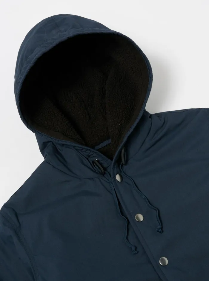 Reversible Simple Hooded Jacket In NavyBrown Recycled Men Universal Works Coats and Outerwear
