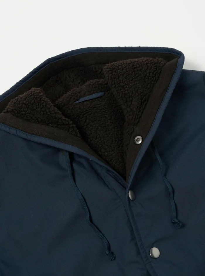 Reversible Simple Hooded Jacket In NavyBrown Recycled Men Universal Works Coats and Outerwear