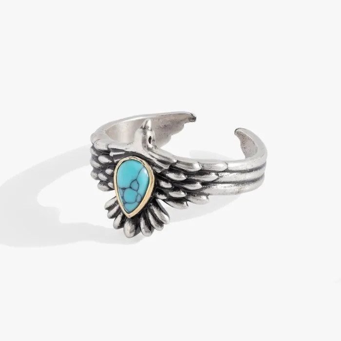 Rings Women Alex And Ani Turquoise Eagle Cuff Ring Two Tone