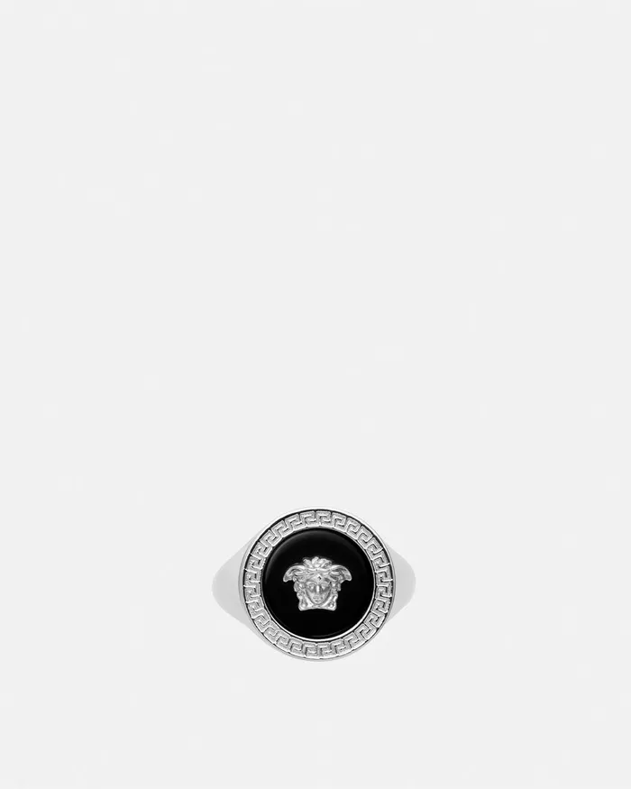 Rings WomenMen Versace Enamel Medusa Ring Silver