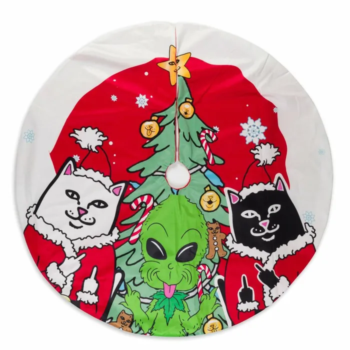 Ripndip Christmas Gang Tree Skirt Red Home Goods