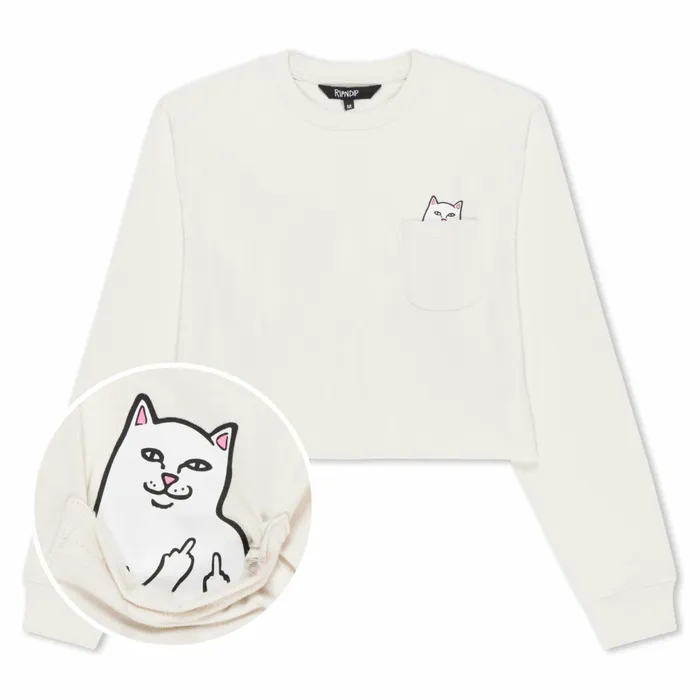 Ripndip Lord Nermal Cropped LS Pocket Tee Warm Grey Short Sleeve Tees