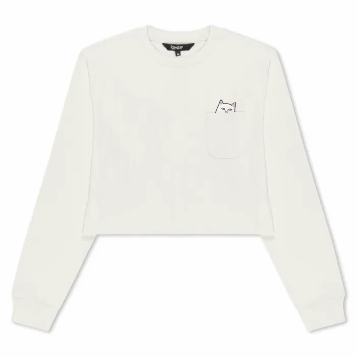 Ripndip Lord Nermal Cropped LS Pocket Tee Warm Grey Short Sleeve Tees Ripndip Lord Nermal Cropped LS Pocket Tee Warm Grey Short Sleeve Tees
