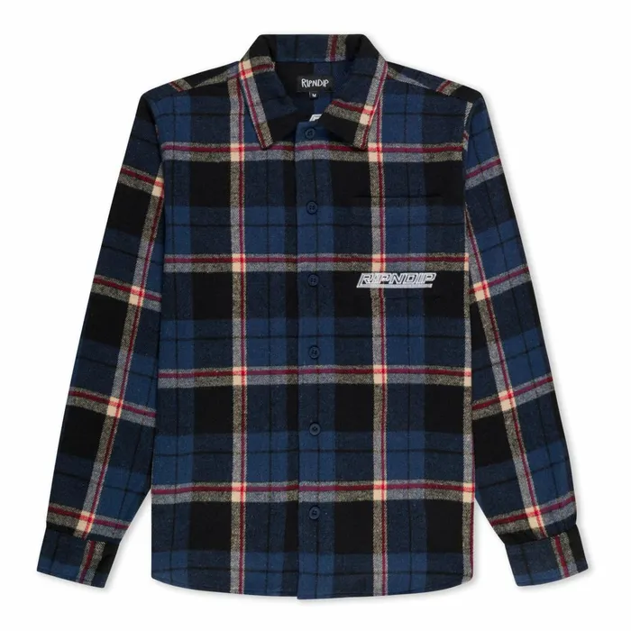 Ripndip Robo Button Up Flannel Navy Knits Sweaters